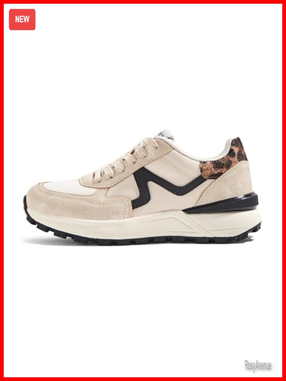 Faux Leather & Suede Retro Chunky Sneakers Lace-Up Walking Athletic Shoes